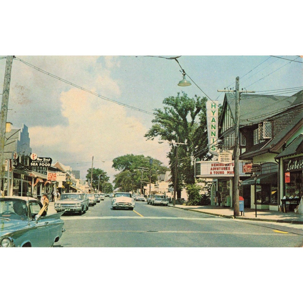 Vintage Hyannis Cape Cod MA Main Street Lusterchrome Postcard 1966 Postmark - Picture 1 of 2
